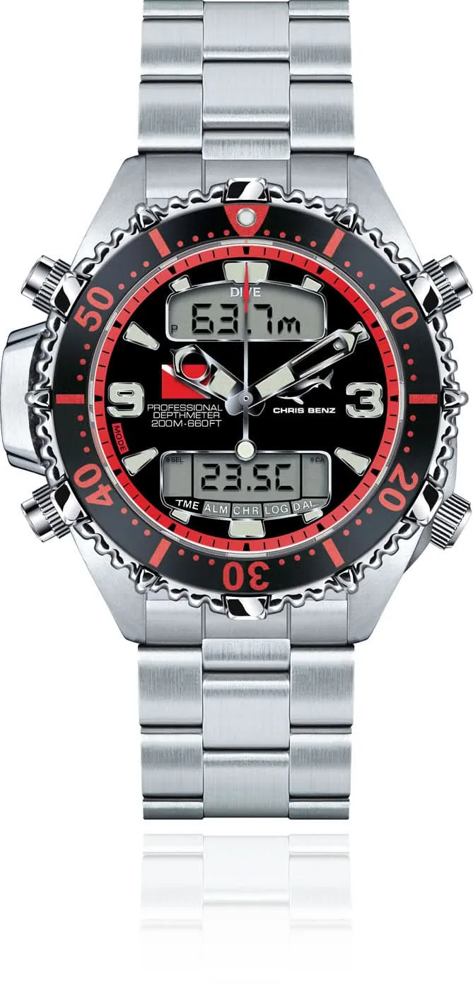 Chris Benz Depthmeter Digital 200M CB-D200X-R-MB Herrenuhr • Digitaler Tiefenmesser • 200m Wasserdicht
