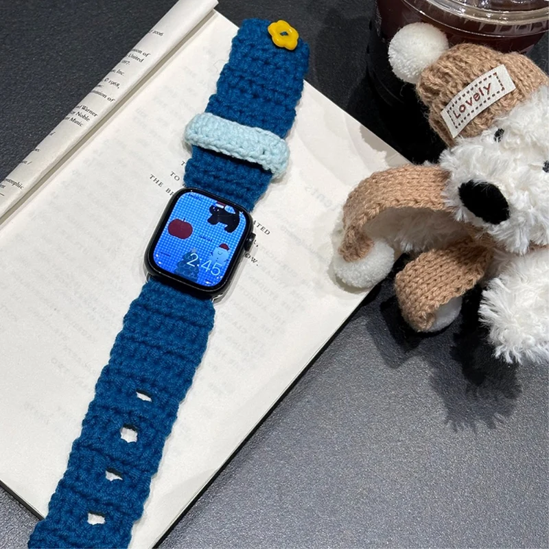 Apple Watch Series 49mm - 45mm - 44mm - 42mm Universal Knitting Bracelet Strap - Beige