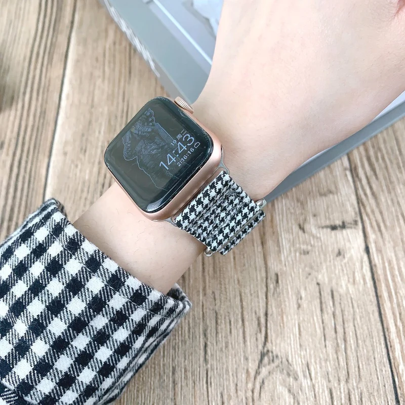 Apple Watch Series 49mm - 45mm - 44mm - 42mm Universal Nylon Watchband - Green Grids
