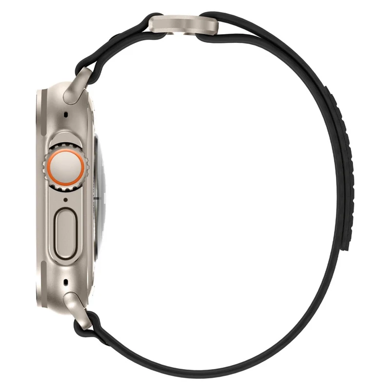 Apple Watch Series 49mm - 45mm - 44mm - 42mm Universal Braided Loop Strap, Size: L - Black+Grey