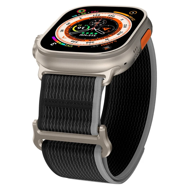 Apple Watch Series 49mm - 45mm - 44mm - 42mm Universal Braided Loop Strap, Size: L - Black+Grey