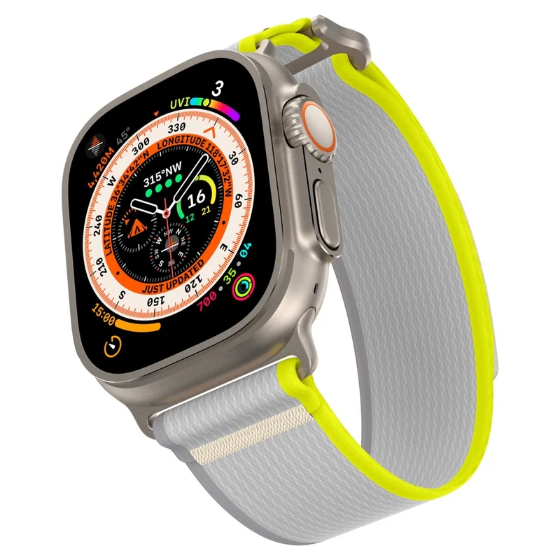 Apple Watch Series 49mm - 45mm - 44mm - 42mm Universal Braided Loop Strap, Size: L - Black+Grey