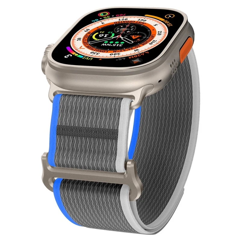 Apple Watch Series 49mm - 45mm - 44mm - 42mm Universal Braided Loop Strap, Size: L - Black+Grey