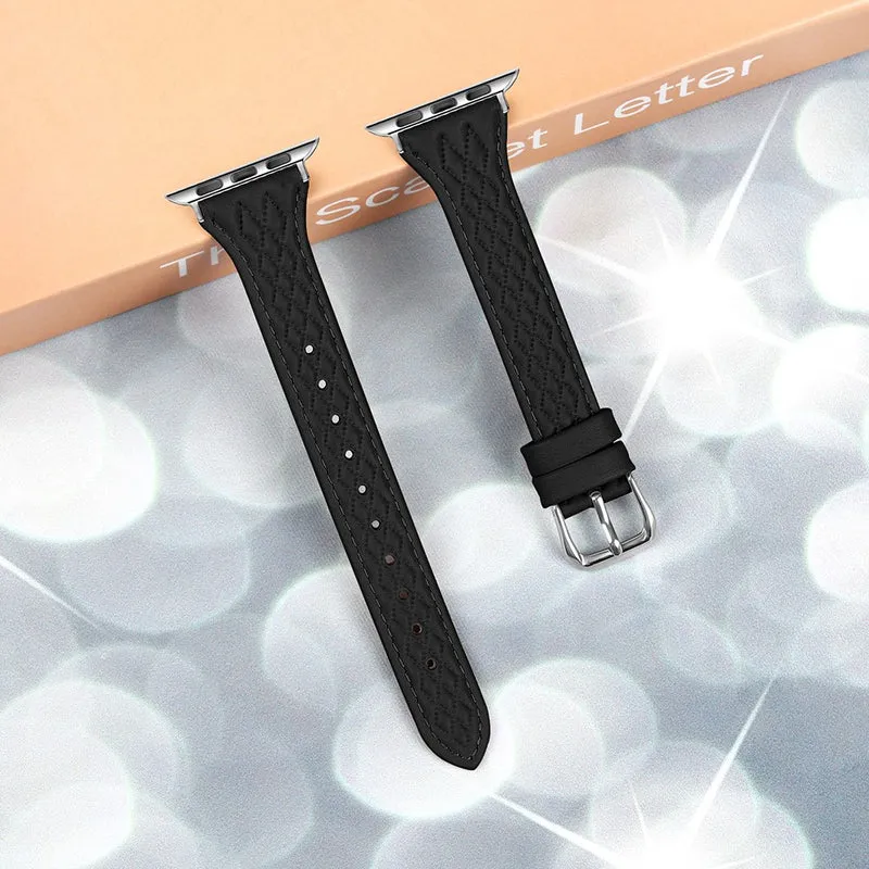 Apple Watch Series 49mm - 45mm - 44mm - 42mm Universal Top-Layer Cow Leather Watch Strap