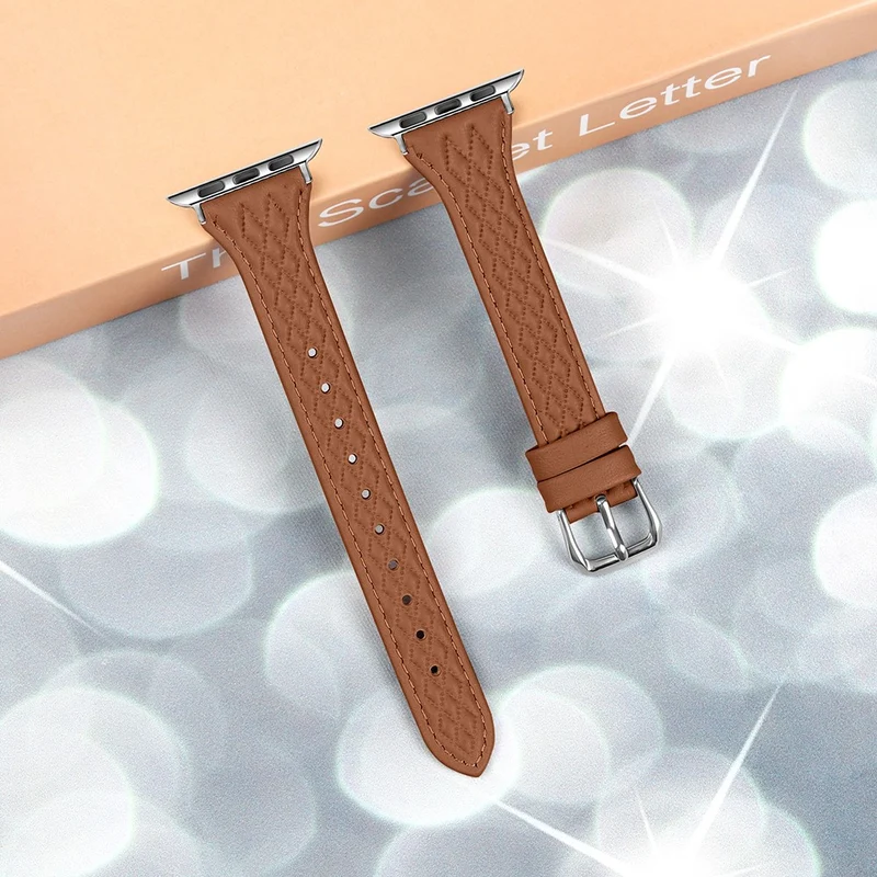 Apple Watch Series 49mm - 45mm - 44mm - 42mm Universal Top-Layer Cow Leather Watch Strap