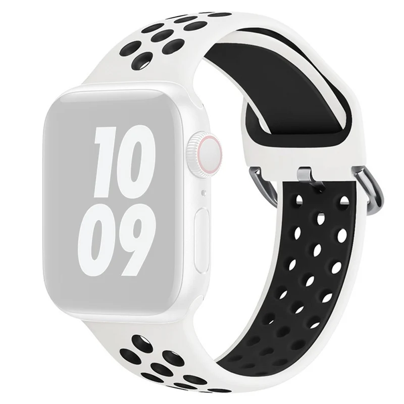 KALEBOL Apple Watch Series 49mm - 45mm - 44mm - 42mm Universal Silicone Watch Band - White+Black
