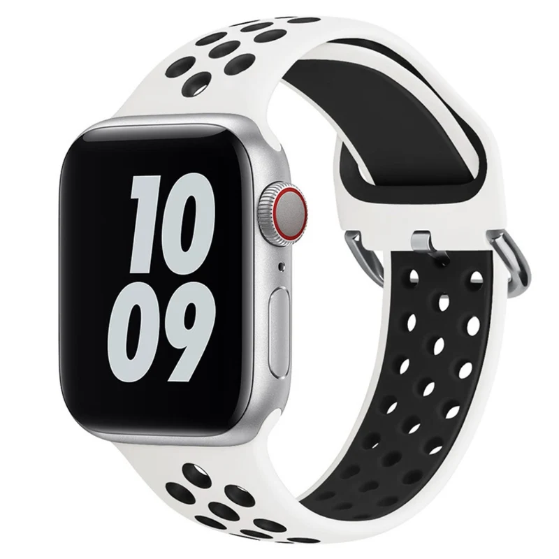 KALEBOL Apple Watch Series 49mm - 45mm - 44mm - 42mm Universal Silicone Watch Band - White+Black