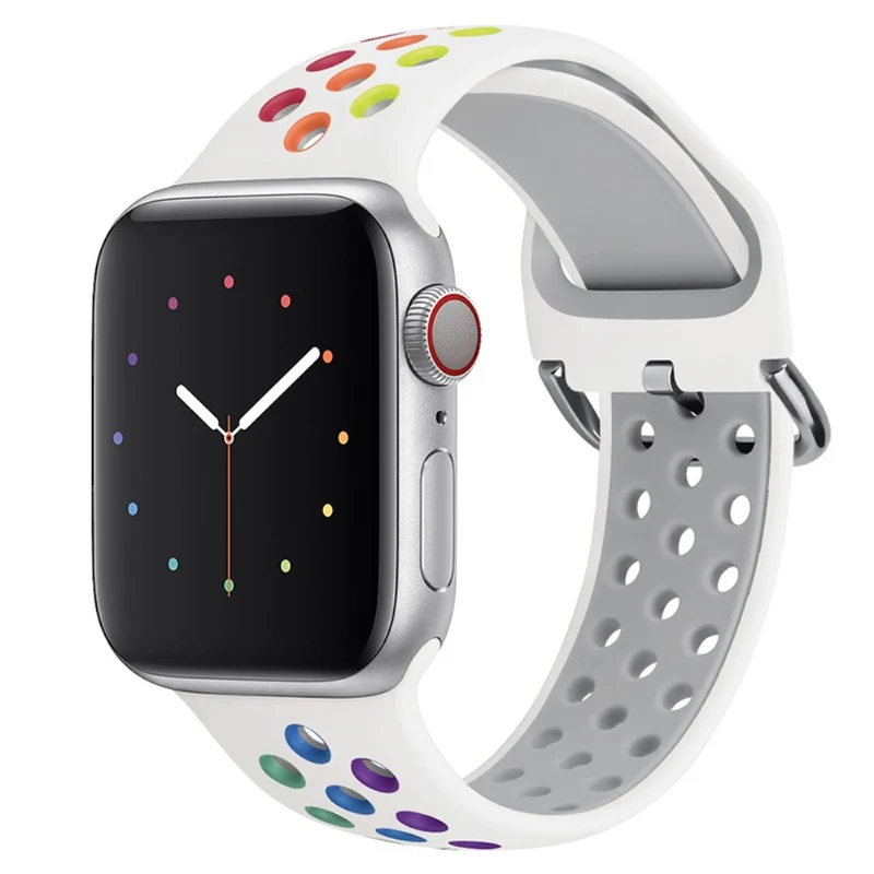 KALEBOL Apple Watch Series 49mm - 45mm - 44mm - 42mm Universal Silicone Watch Band - White+Black