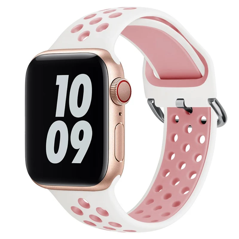 KALEBOL Apple Watch Series 49mm - 45mm - 44mm - 42mm Universal Silicone Watch Band - White+Black