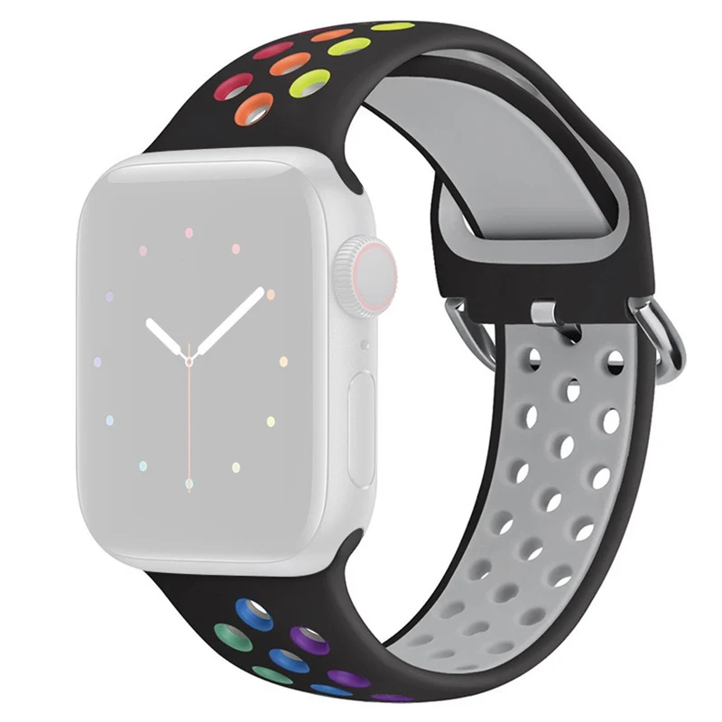 KALEBOL Apple Watch Series 49mm - 45mm - 44mm - 42mm Universal Silicone Watch Band - White+Black
