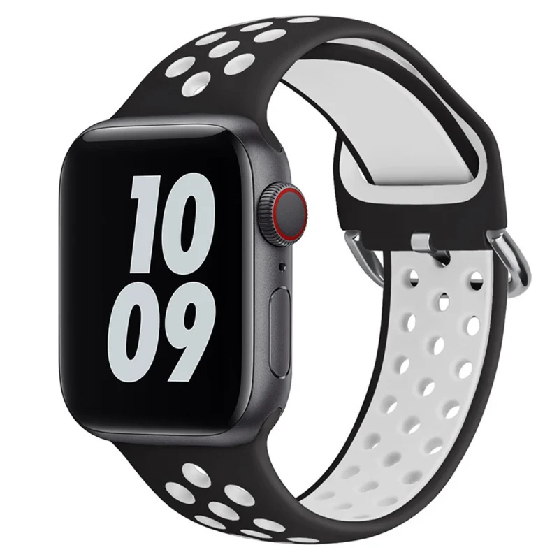 KALEBOL Apple Watch Series 49mm - 45mm - 44mm - 42mm Universal Silicone Watch Band - White+Black