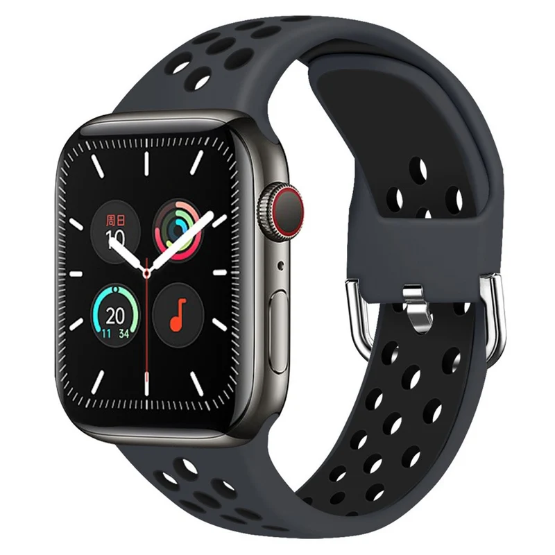KALEBOL Apple Watch Series 49mm - 45mm - 44mm - 42mm Universal Silicone Watch Band - White+Black