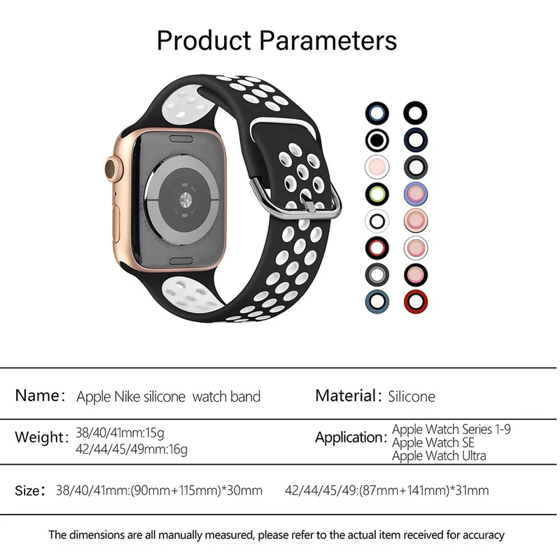 KALEBOL Apple Watch Series 49mm - 45mm - 44mm - 42mm Universal Silicone Watch Band - White+Black