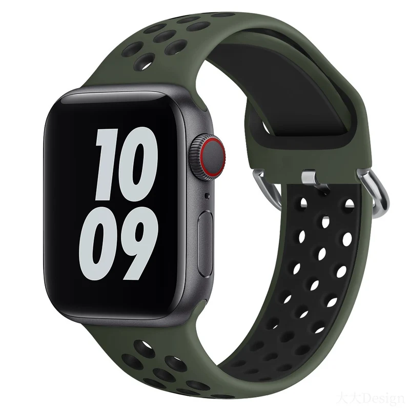 KALEBOL Apple Watch Series 49mm - 45mm - 44mm - 42mm Universal Silicone Watch Band - White+Black