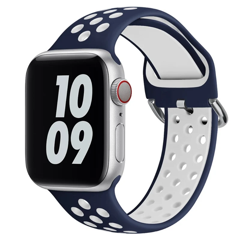 KALEBOL Apple Watch Series 49mm - 45mm - 44mm - 42mm Universal Silicone Watch Band - White+Black