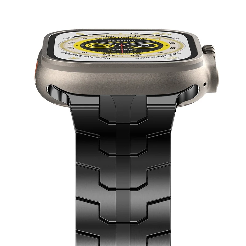 Apple Watch Series 49mm - 45mm - 44mm - 42mm Universal Watch Band Stainless Steel - Black+Gold