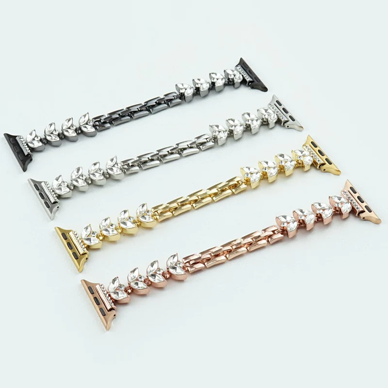 Apple Watch Series 49mm / 45mm / 44mm / 42mm Metal Watch Strap Rhinestone Decor Watchband