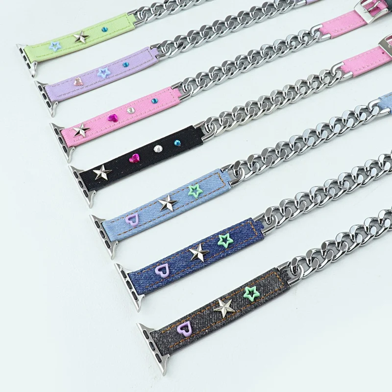 Apple Watch Series 49mm / 45mm / 44mm/ 42mm Quick Release Strap Rivets Decor Watch Band - Light Purple