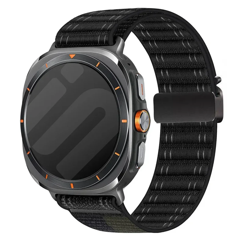 Samsung Galaxy Watch Ultra 2 Wave Nylonarmband mit P-Schnalle (Schwarz)