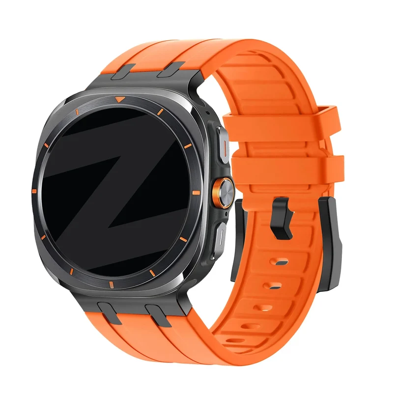 Bandz Samsung Galaxy Watch Ultra 2 Silikonarmband Luxus Liquid (Schwarz mit Schwarz)