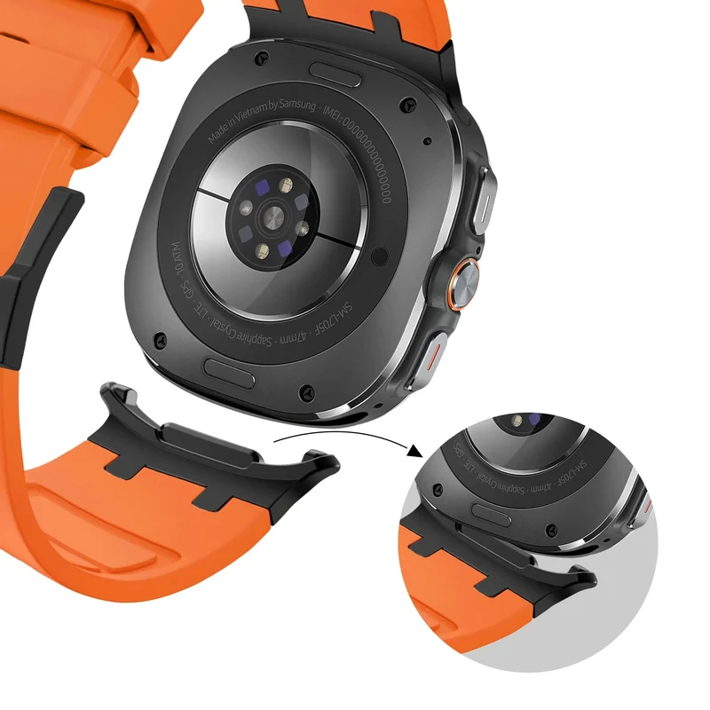 Bandz Samsung Galaxy Watch Ultra 2 Silikonarmband Luxus Liquid (Schwarz mit Schwarz)