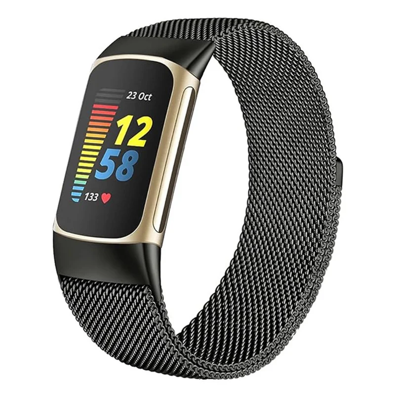 KALEBOL Series Fitbit Charge 6 / 5 Watch Strap Stainless Steel Milanese Wristband