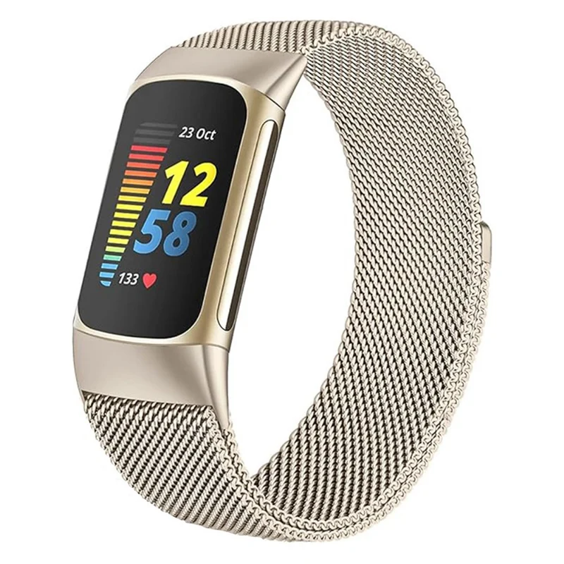 KALEBOL Series Fitbit Charge 6 / 5 Watch Strap Stainless Steel Milanese Wristband