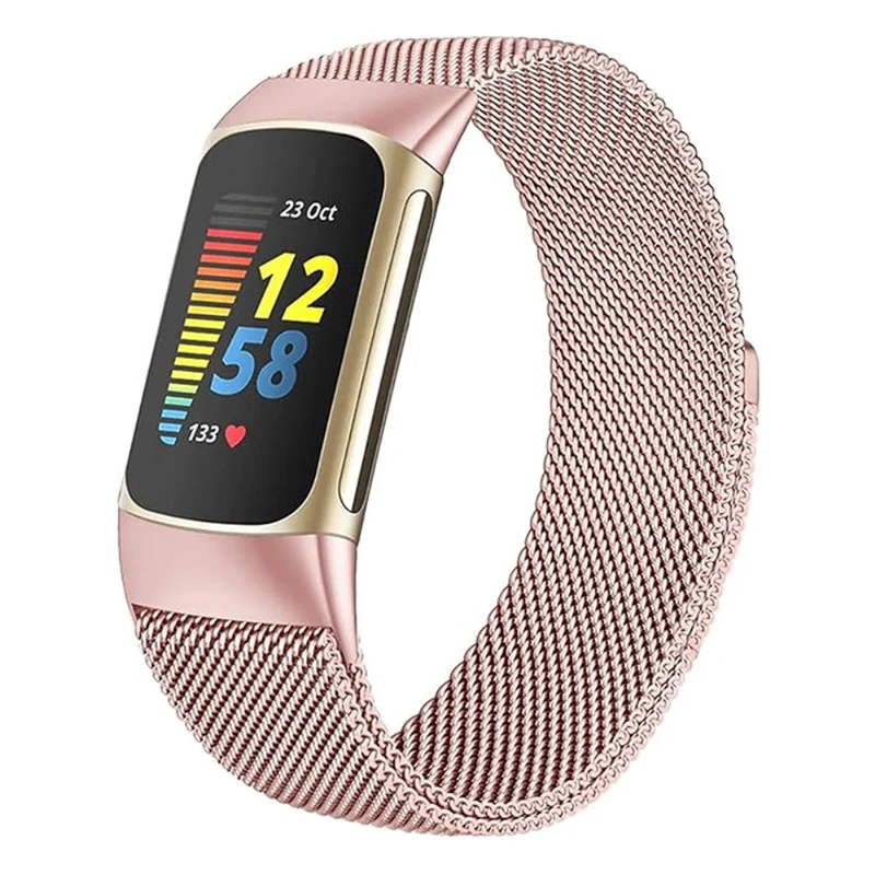 KALEBOL Series Fitbit Charge 6 / 5 Watch Strap Stainless Steel Milanese Wristband