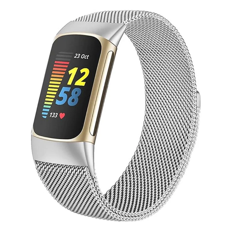 KALEBOL Series Fitbit Charge 6 / 5 Watch Strap Stainless Steel Milanese Wristband