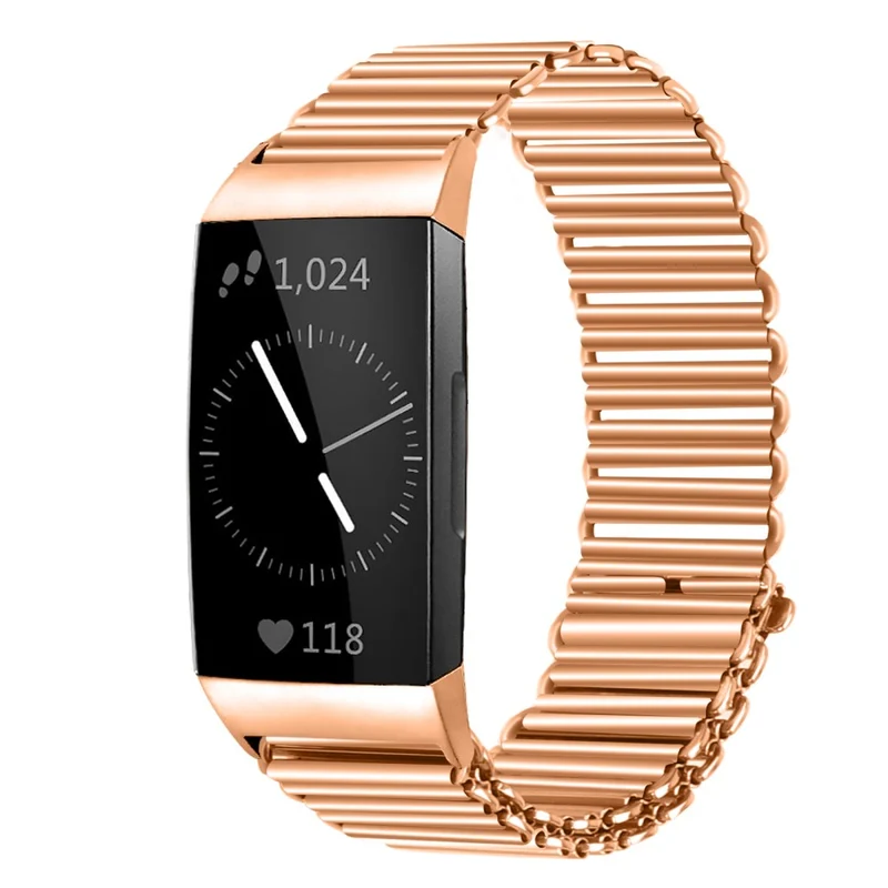 Stainless Steel Watch Strap Fitbit Charge 3 / 4 / 3 SE Electroplating Color Wrist Band
