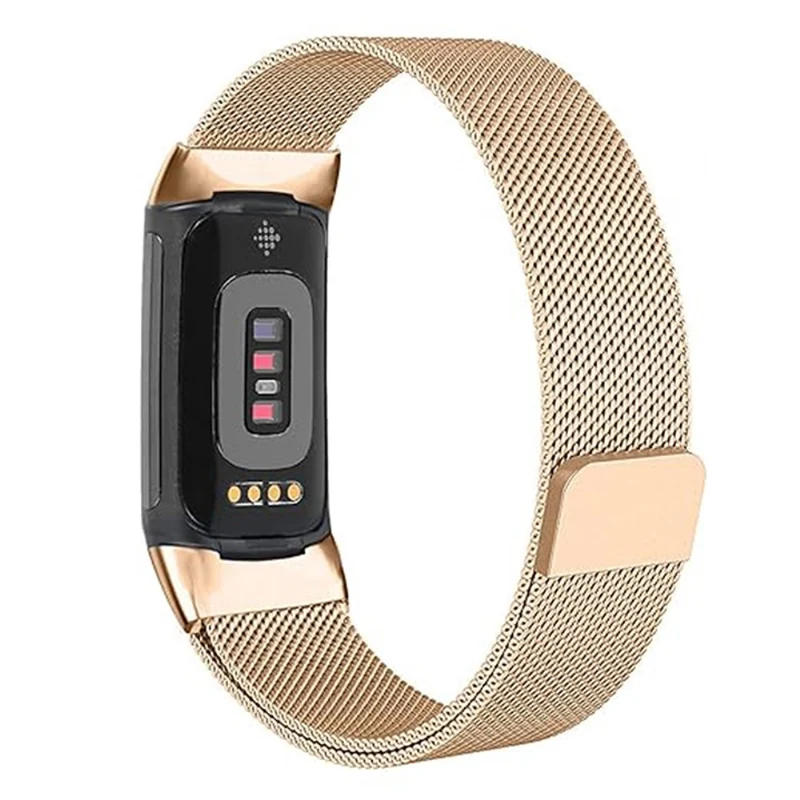 KALEBOL Series Fitbit Charge 4 / 3 Watch Band Stainless Steel Milanese Mesh Strap Bracelet - Retro Gold
