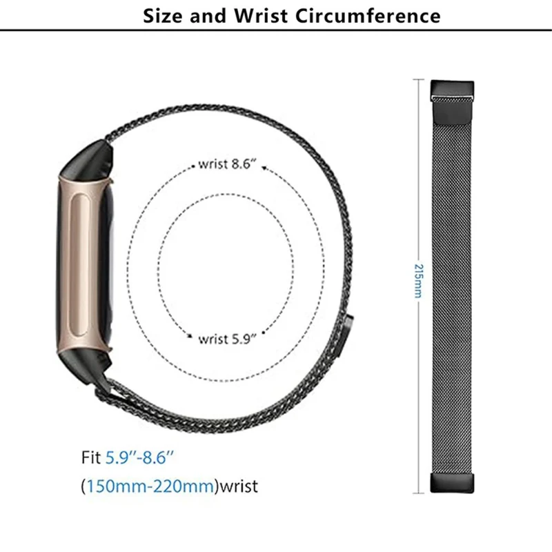 KALEBOL Series Fitbit Charge 4 / 3 Watch Band Stainless Steel Milanese Mesh Strap Bracelet - Retro Gold