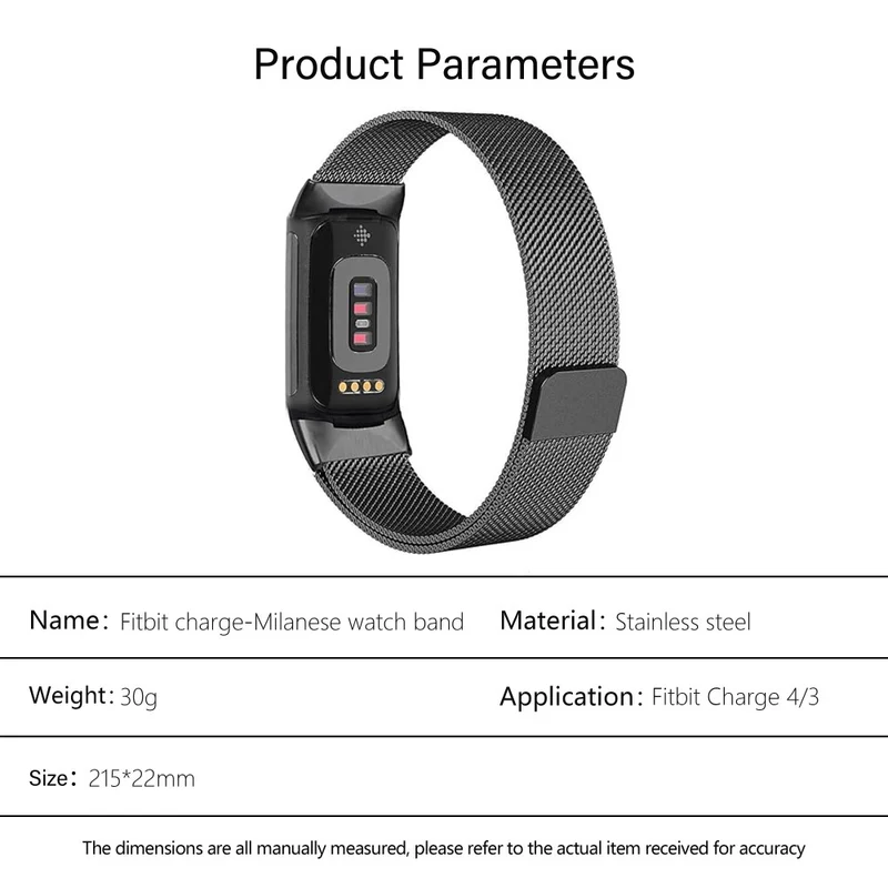 KALEBOL Series Fitbit Charge 4 / 3 Watch Band Stainless Steel Milanese Mesh Strap Bracelet - Retro Gold