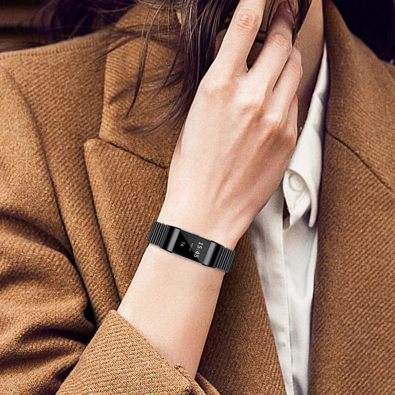 Fitbit Charge 2 Electroplating Color Easy Adjustment Stainless Steel Watch Strap