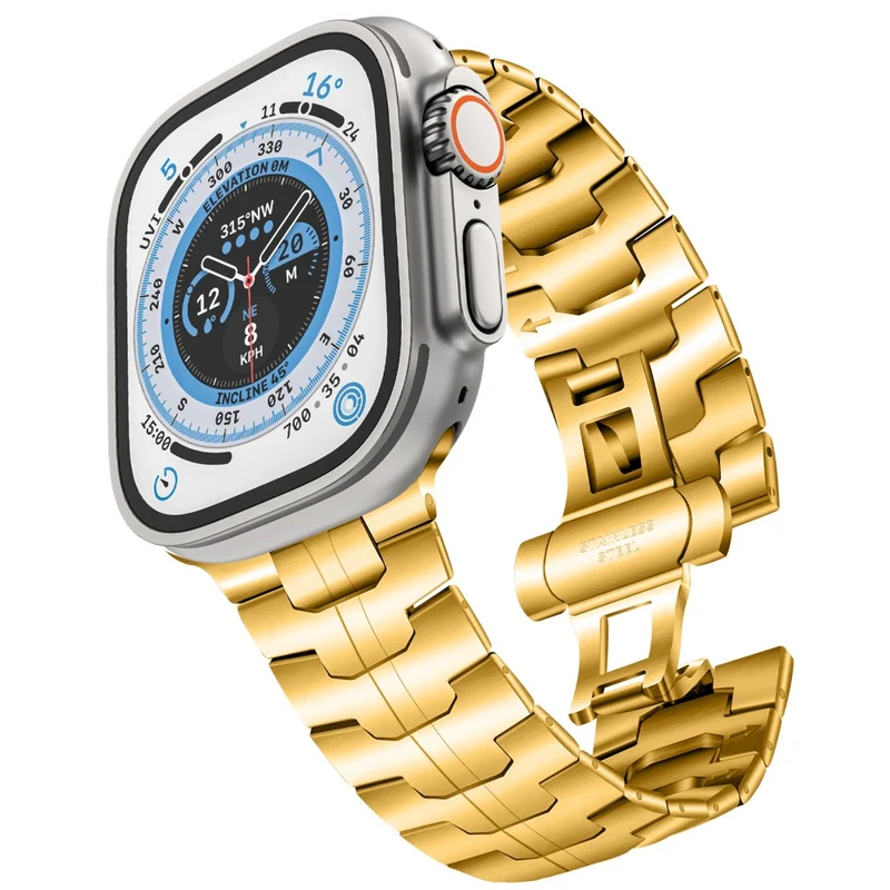 Stainless Steel Strap Apple Watch 49mm / 45mm / 44mm / 42mm Band - Silver+Gold