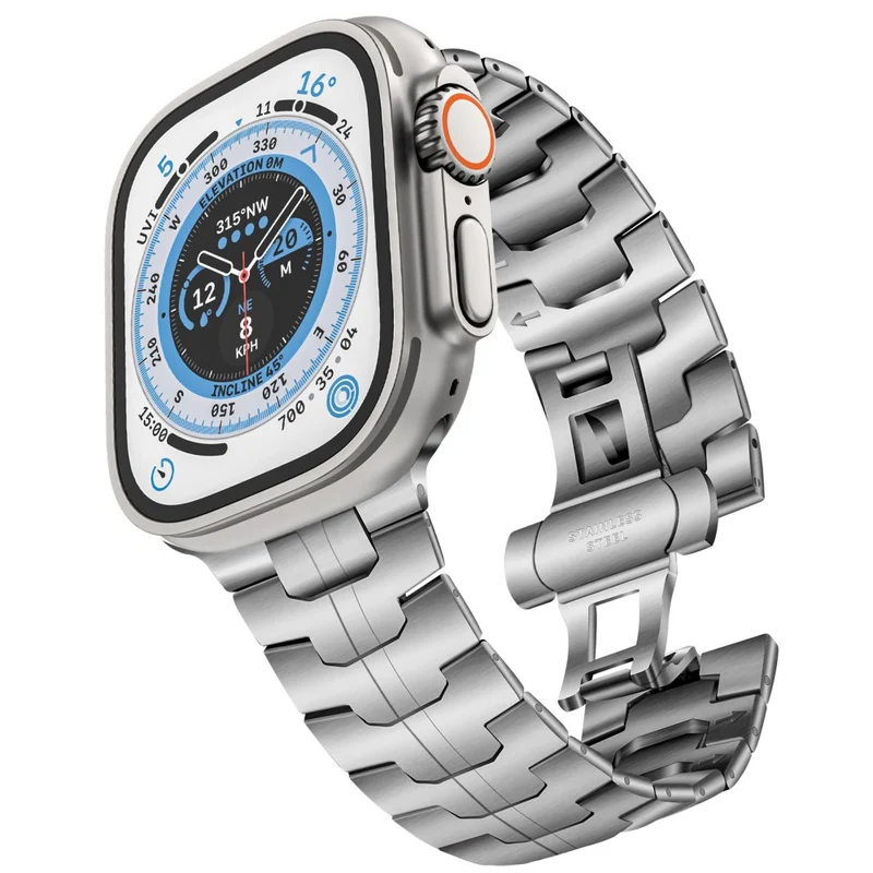 Stainless Steel Strap Apple Watch 49mm / 45mm / 44mm / 42mm Band - Silver+Gold