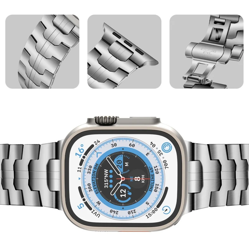 Stainless Steel Strap Apple Watch 49mm / 45mm / 44mm / 42mm Band - Silver+Gold