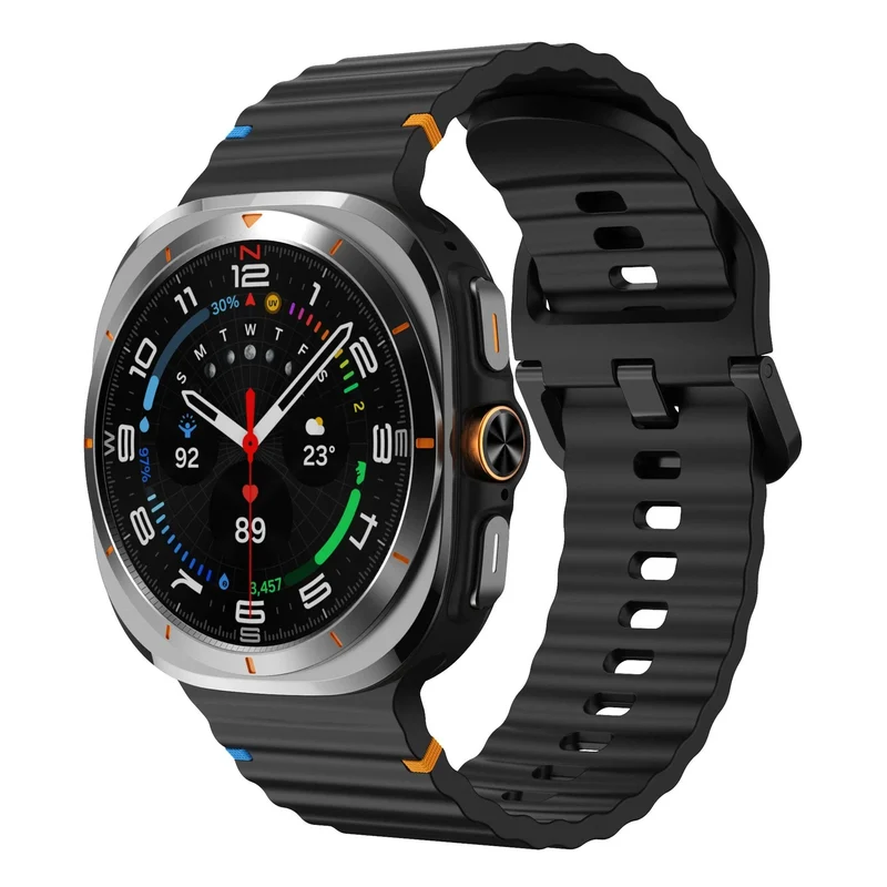 Samsung Galaxy Watch Ultra 2 Wave Silikonarmband (Schwarz)