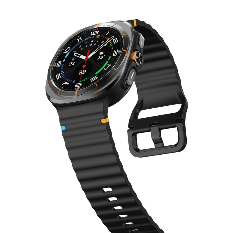 Samsung Galaxy Watch Ultra 2 Wave Silikonarmband (Schwarz)