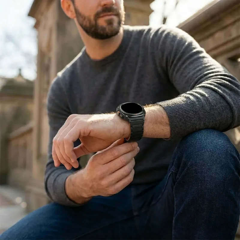 Samsung Galaxy Watch Ultra 2 Magnetisches Silikonarmband (Schwarz/Orange)