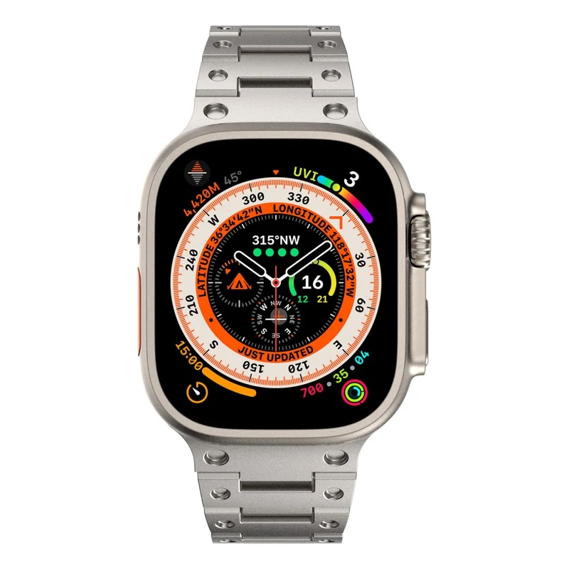 Apple Watch Series 49mm - 45mm - 44mm - 42mm Universal Stainless Steel Watch Strap - Titanium