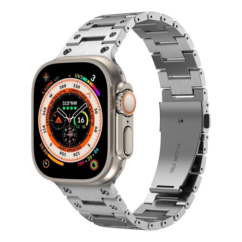 Apple Watch Series 49mm - 45mm - 44mm - 42mm Universal Stainless Steel Watch Strap - Titanium