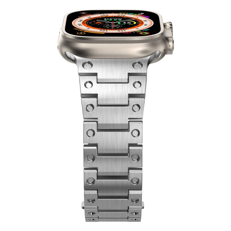 Apple Watch Series 49mm - 45mm - 44mm - 42mm Universal Stainless Steel Watch Strap - Titanium