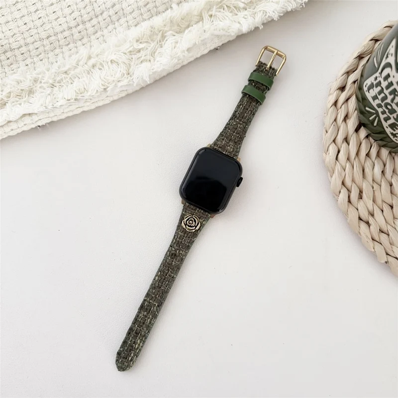 Apple Watch 49mm / 45mm / 44mm / 42mm Wrist Strap with Camellia Decor