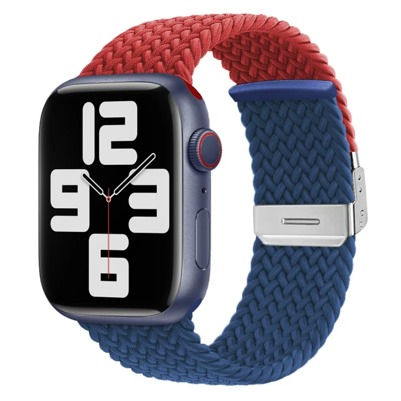 Apple Watch 49mm / 45mm / 44mm / 42mm Nylon Bracelet Strap - Red+Blue