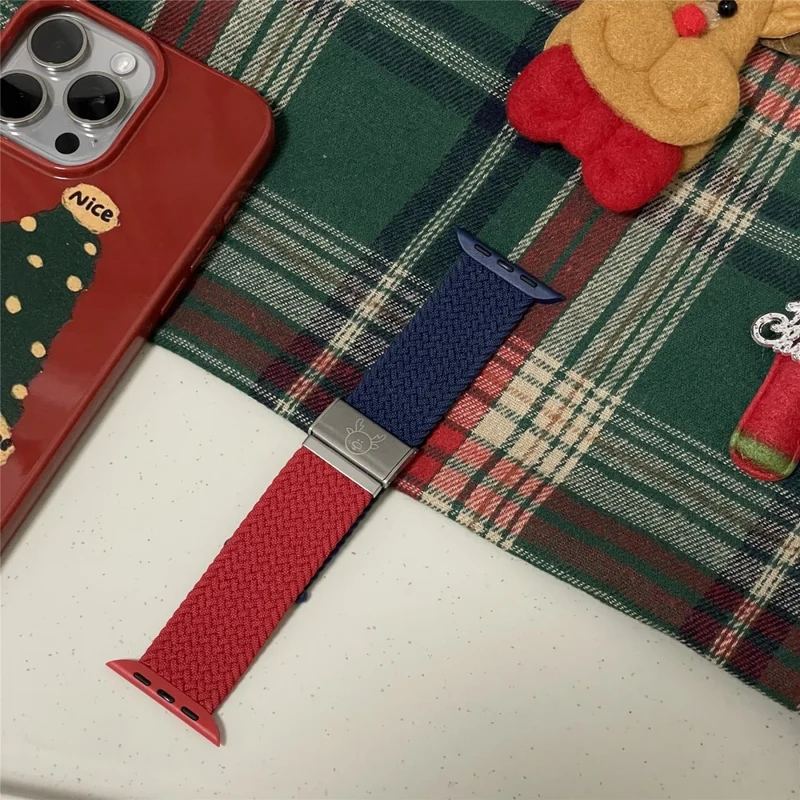 Apple Watch 49mm / 45mm / 44mm / 42mm Nylon Bracelet Strap - Red+Blue