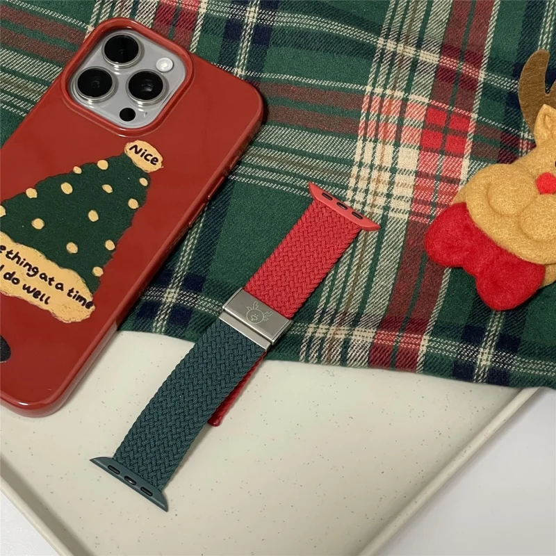 Apple Watch 49mm / 45mm / 44mm / 42mm Nylon Bracelet Strap - Red+Blue