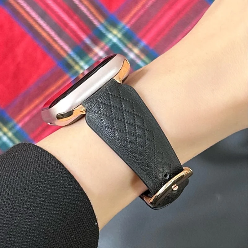 Apple Watch 49mm / 45mm / 44mm / 42mm Cowhide Leather Bracelet Strap