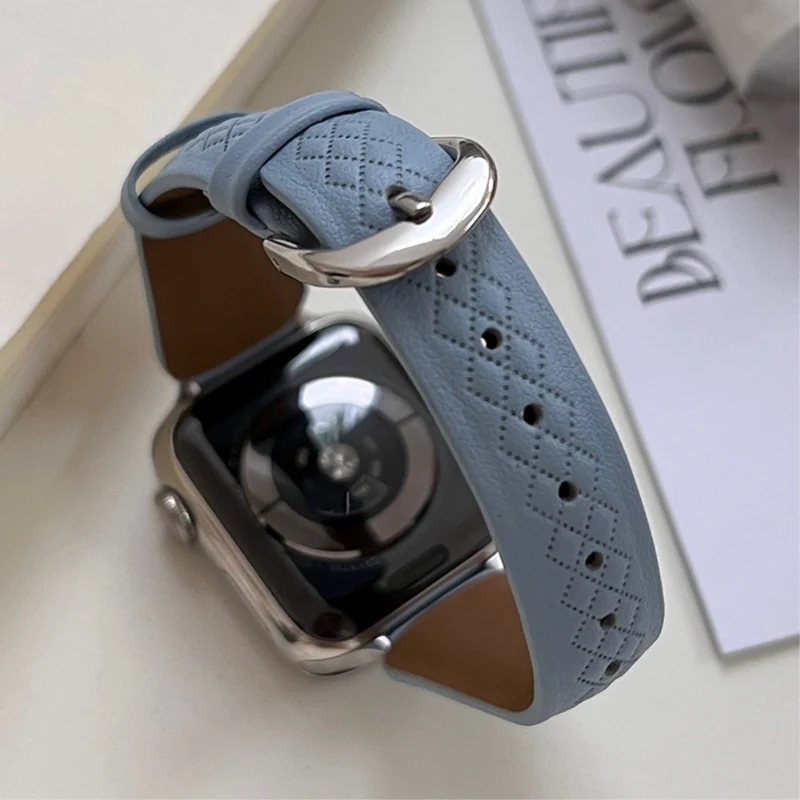 Apple Watch 49mm / 45mm / 44mm / 42mm Cowhide Leather Bracelet Strap