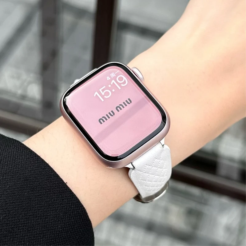 Apple Watch 49mm / 45mm / 44mm / 42mm Cowhide Leather Bracelet Strap